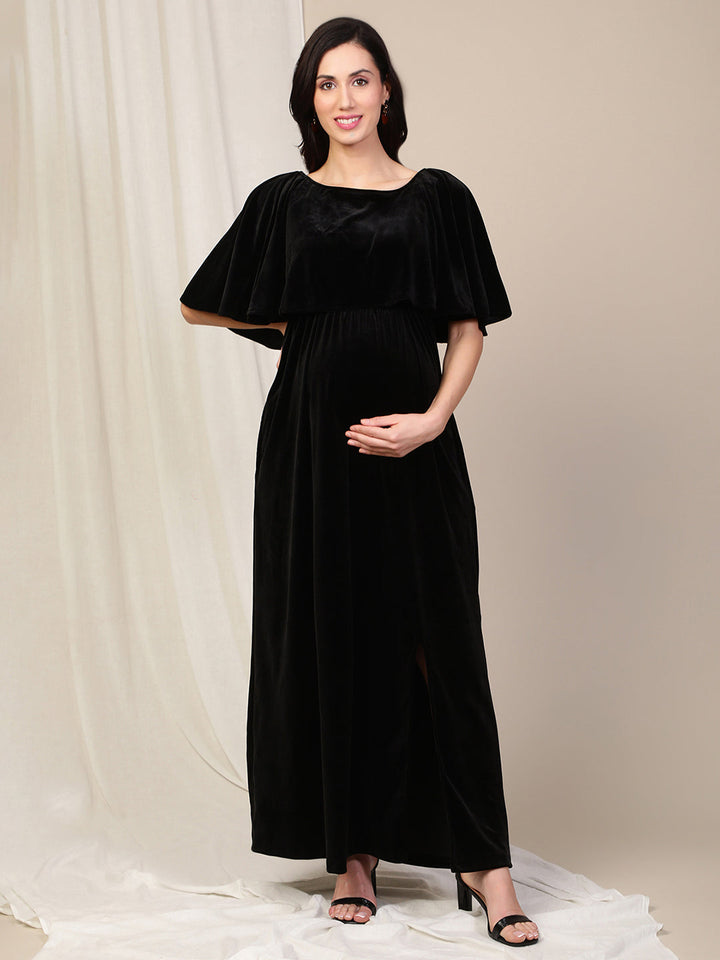 Black Velvet Maternity Dress