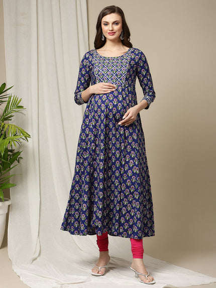 Maternity Anarkali Cotton Kurta + Dupatta