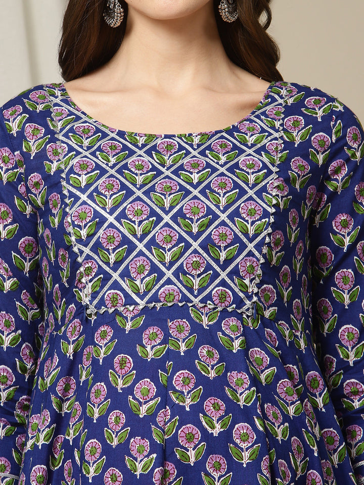 Maternity Anarkali Cotton Kurta + Dupatta