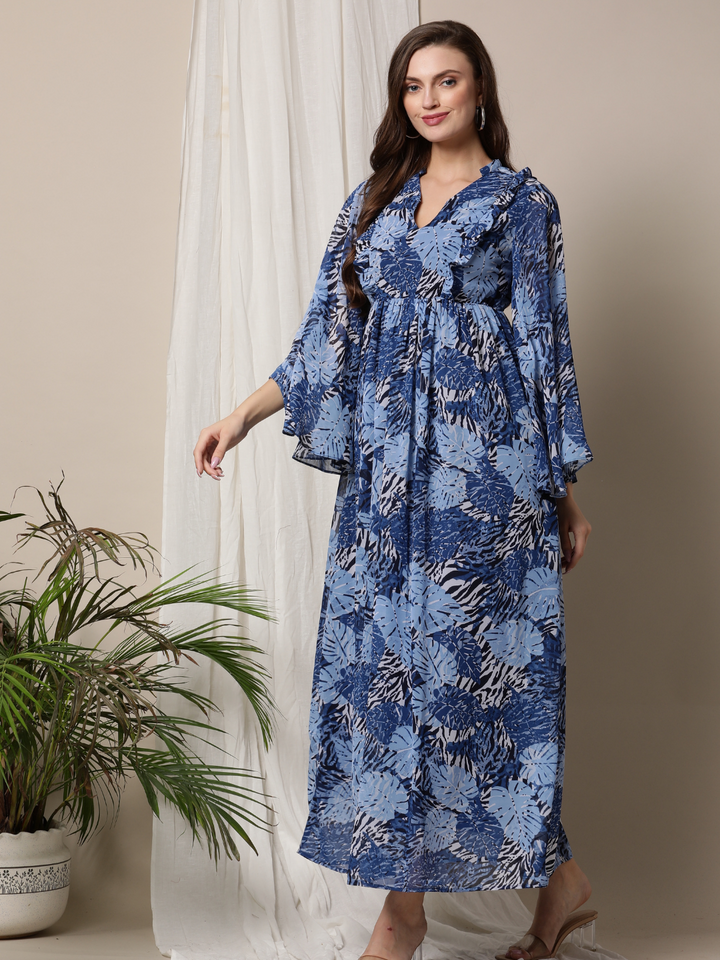 Nursing Convex Blue Maxi Dress