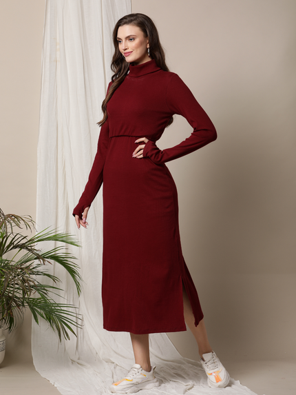Nursing Overlay Rib Knit Dress