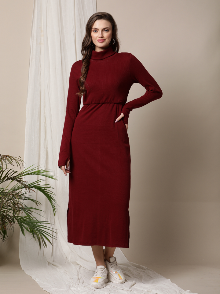 Nursing Overlay Rib Knit Dress