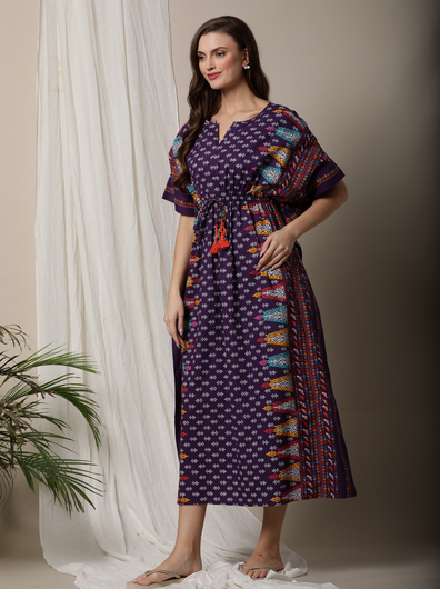 Border Print Nursing Kaftan