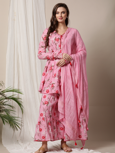 3pc. Feeding Cotton Sharara Suit Set