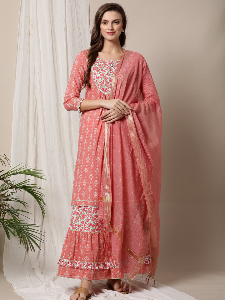 3pc. Button-front Feeding Sharara Set