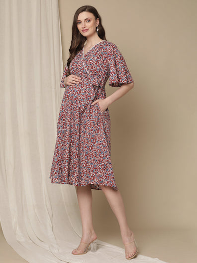 Floral Cotton Maternity Dress