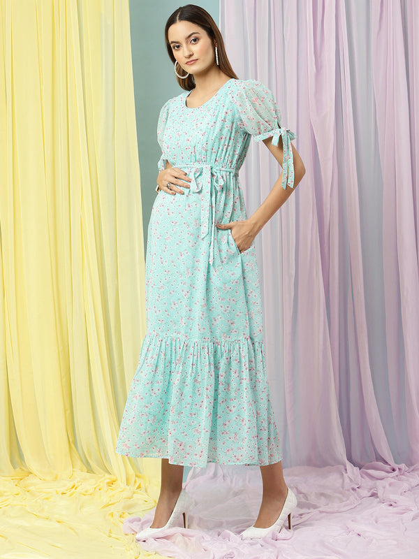 Floral Feeding Long Frock
