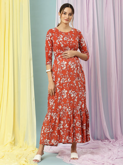 Floral Maternity Maxi Dress