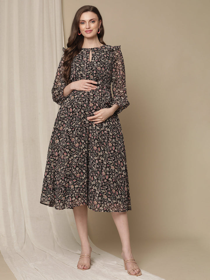 Flower Print Maternity Dress