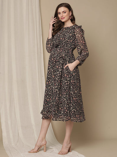 Flower Print Maternity Dress