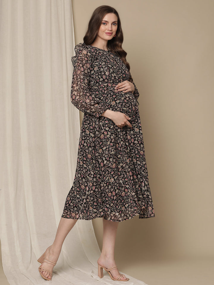 Flower Print Maternity Dress