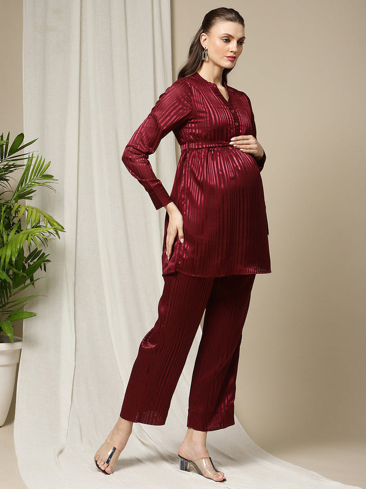 Georgette Striped Maternity Matching Set