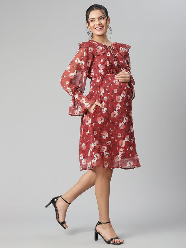 Maternity Empire Waist Lurex Dress