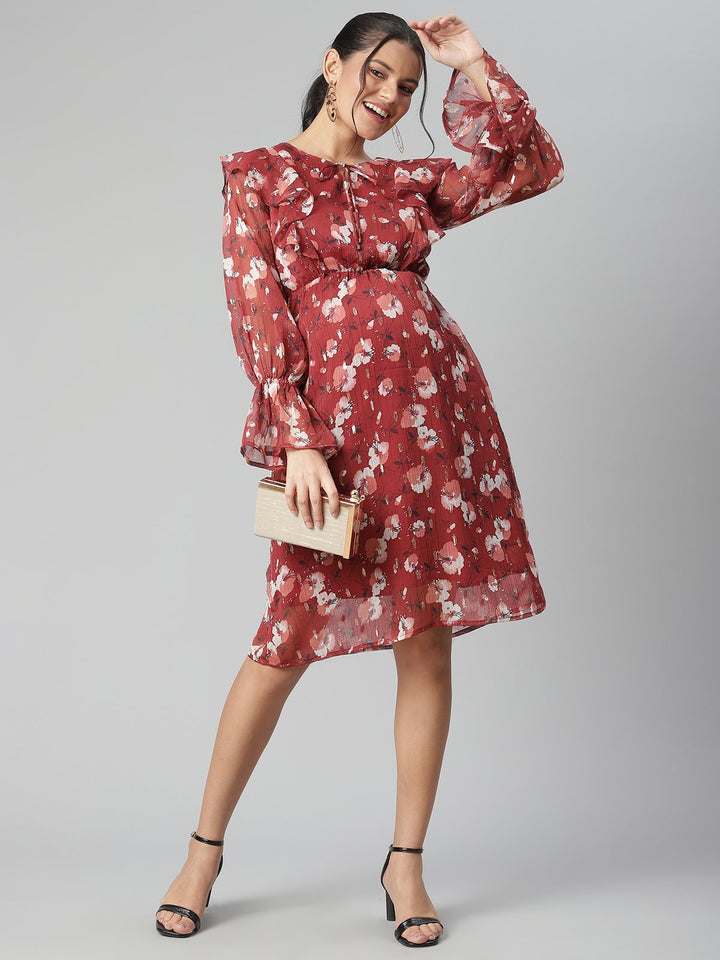 Maternity Empire Waist Lurex Dress