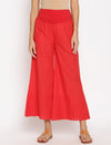 Maternity Cotton Palazzo Pants- Red