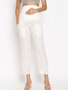 Cotton Linen Maternity Pants- White