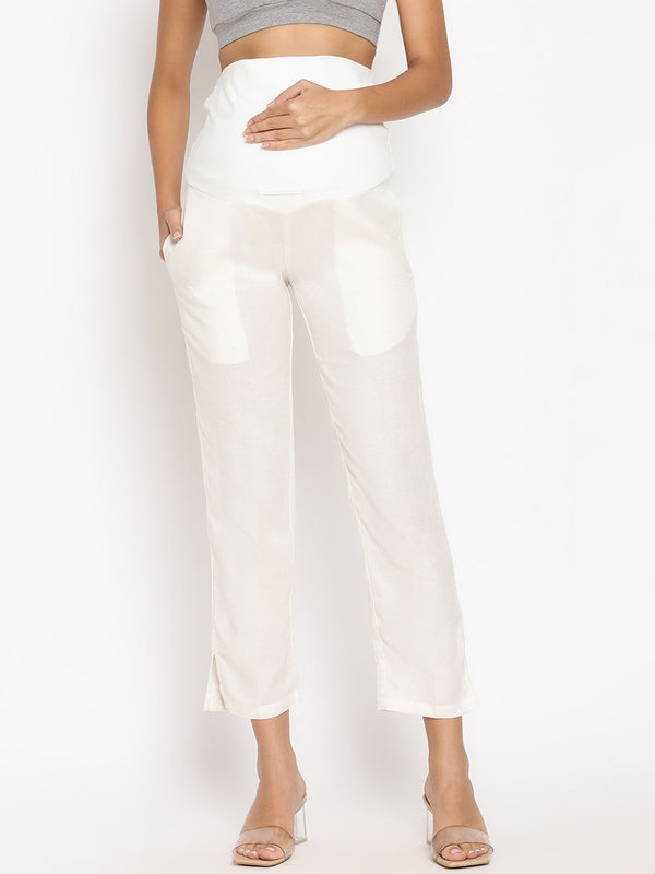 Overbelly Cotton-Linen Maternity Pants