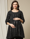 Maternity Black Embroidered Kurti