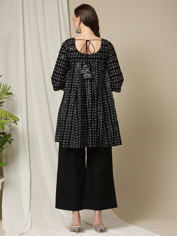 Maternity Black Embroidered Kurti