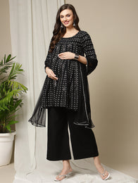 3pc. Maternity Black Pantsuit + Dupatta