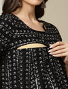 Maternity Black Embroidered Kurti