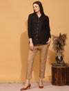 Maternity Cotton Linen Shirt- Black