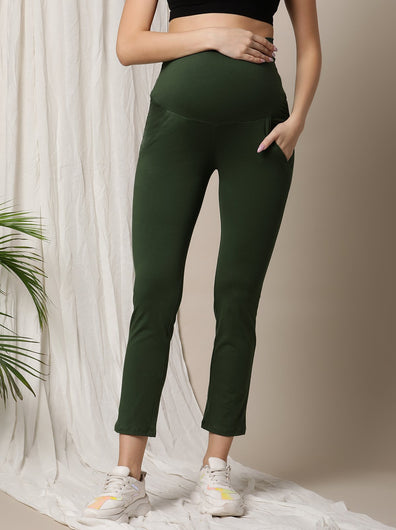 Straight-Leg Maternity Pants- Green