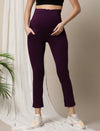 Straight-Leg Maternity Pants- Purple