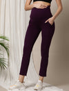 Straight-Leg Maternity Pants- Purple