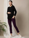 Straight-Leg Maternity Pants- Purple