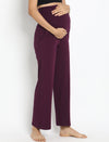 High Waist Wide-leg Maternity Pants- Purple