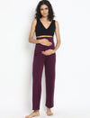 High Waist Wide-leg Maternity Pants- Purple