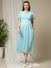 Maternity Casual Midi Dress- Blue