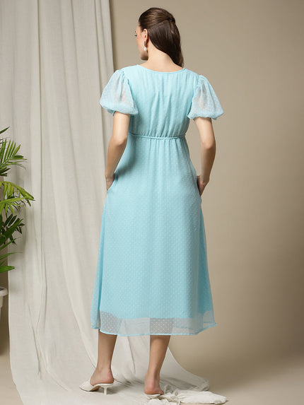 Maternity Casual Midi Dress- Blue