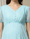 Maternity Casual Midi Dress- Blue