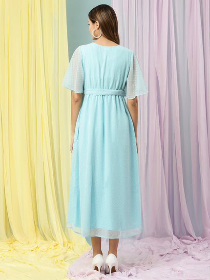 Maternity Asymmetrical High Low Dress- Blue