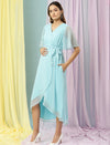 Maternity Asymmetrical High Low Dress- Blue
