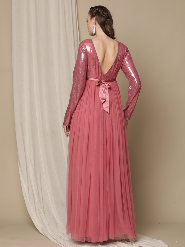 Sequin Pink Maternity Dress