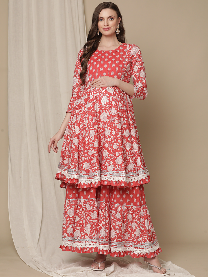 3pc. Maternity Kurti with Sharara Set