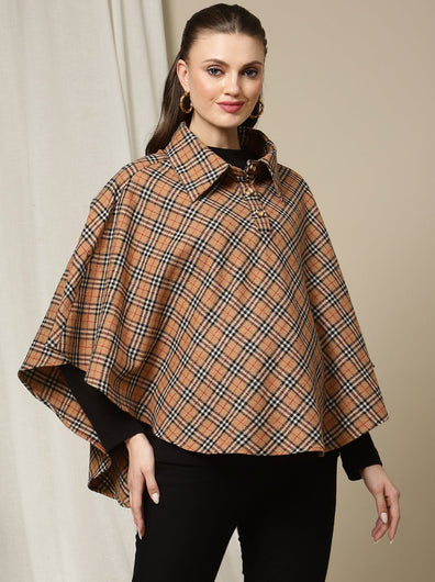Maternity Woollen Poncho- Brown