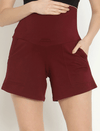 Maternity Cotton Shorts - Wine Berry
