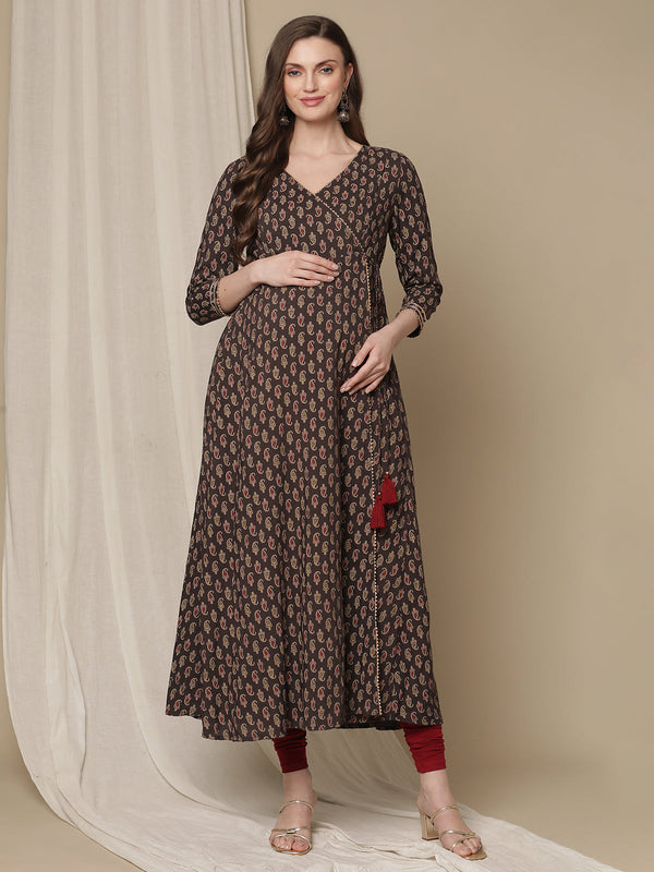 Women's Pure Cotton Maternity Gown/Kurta Breast Feeding Kurti for Women  Maternity Wear with Zips for