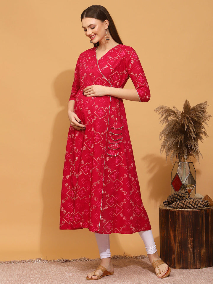 Maternity Red Anarkali Kurti