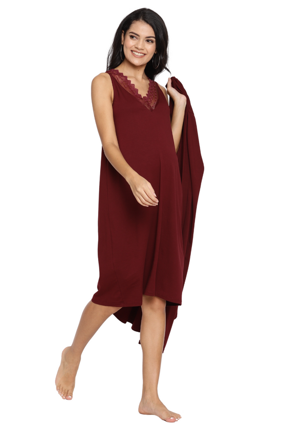 2pc. Maternity Nightgown & Robe Set