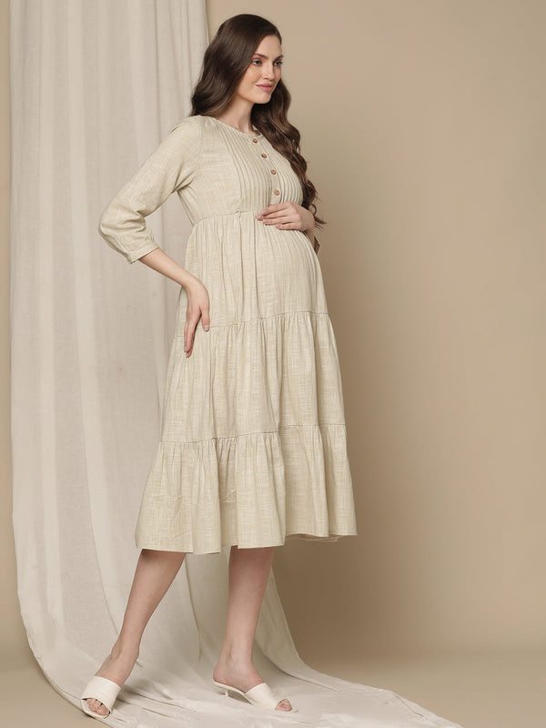 Maternity Cotton Tiered Dress