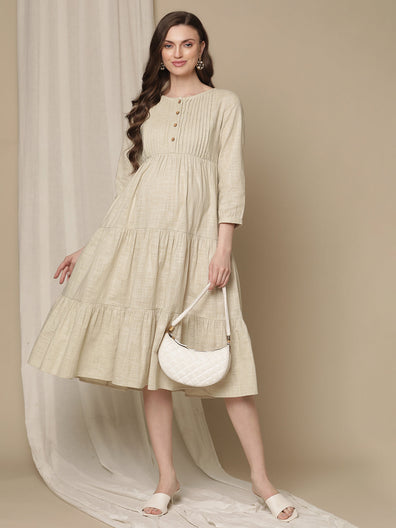 Maternity Cotton Tiered Dress