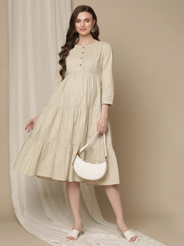 Maternity Cotton Tiered Dress