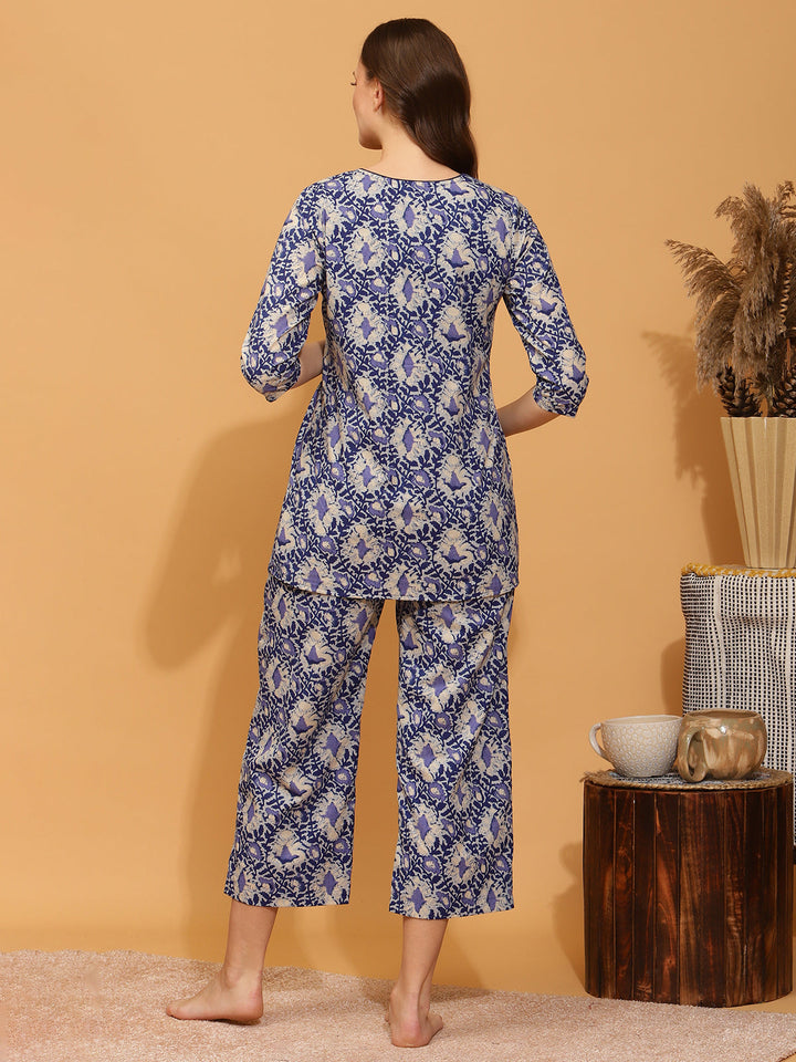 2pc. Maternity/Feeding Printed Cotton Night Suit