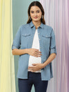 Maternity Jeans Shirt- Ice Blue
