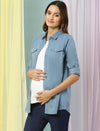 Maternity Jeans Shirt- Ice Blue